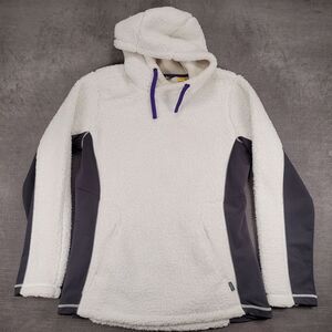 Cabela's Sherpa Fleece Hooded‎ Jacket Gray Contrast Panels Athletic Outerwear Lg